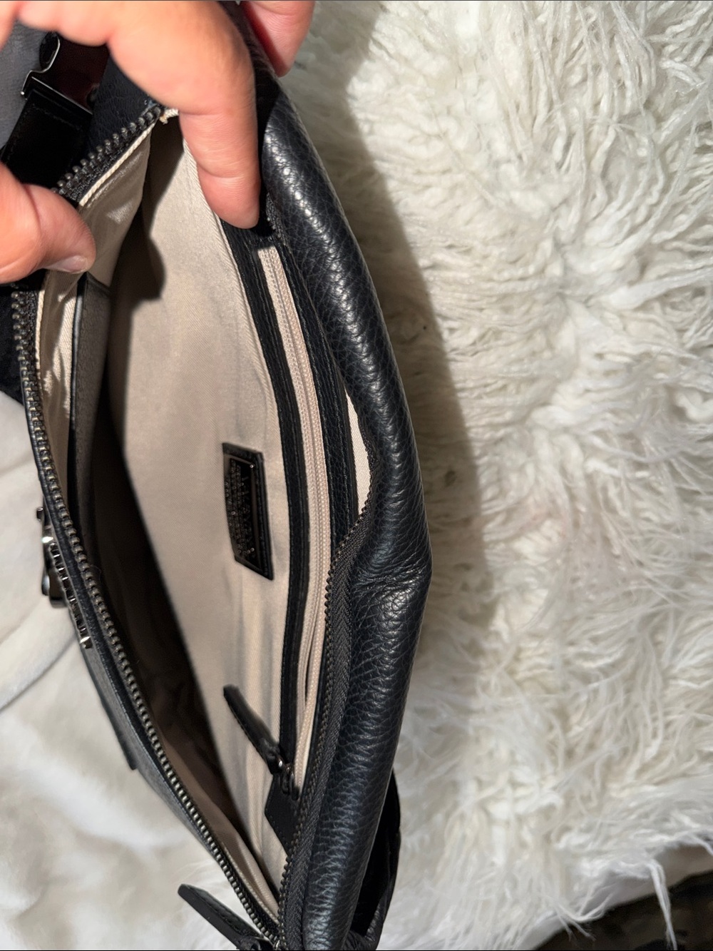 Large Valentino Black Leather V-Logo Belt Bag Approximately L12” x H 8” - Picture 5 of 5